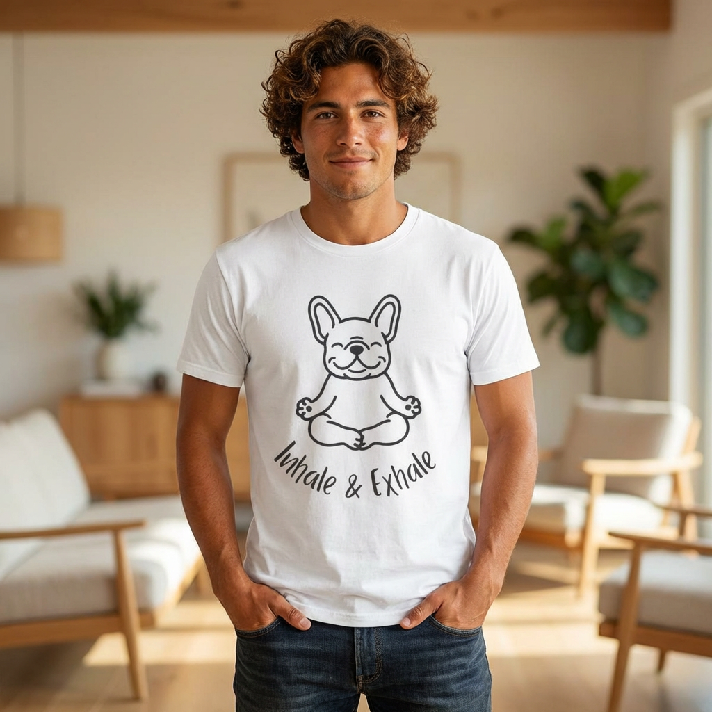 Inhale & Exhale French Bulldog Yoga T-Shirt - Funny Dog Lover Tee