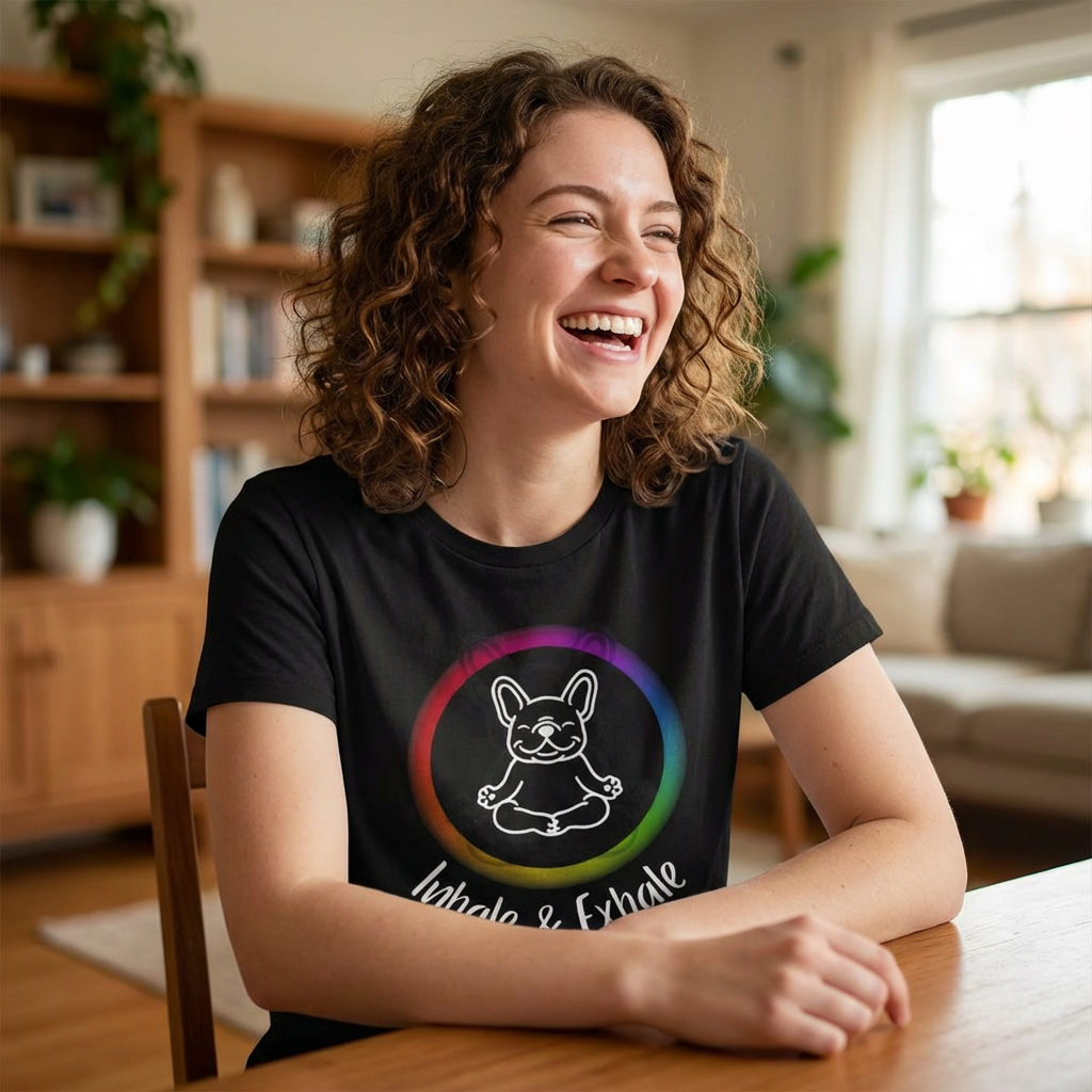 Inhale & Exhale French Bulldog Yoga T-Shirt - Funny Dog Lover Tee