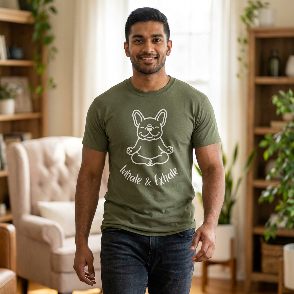 Inhale & Exhale French Bulldog Yoga T-Shirt - Funny Dog Lover Tee