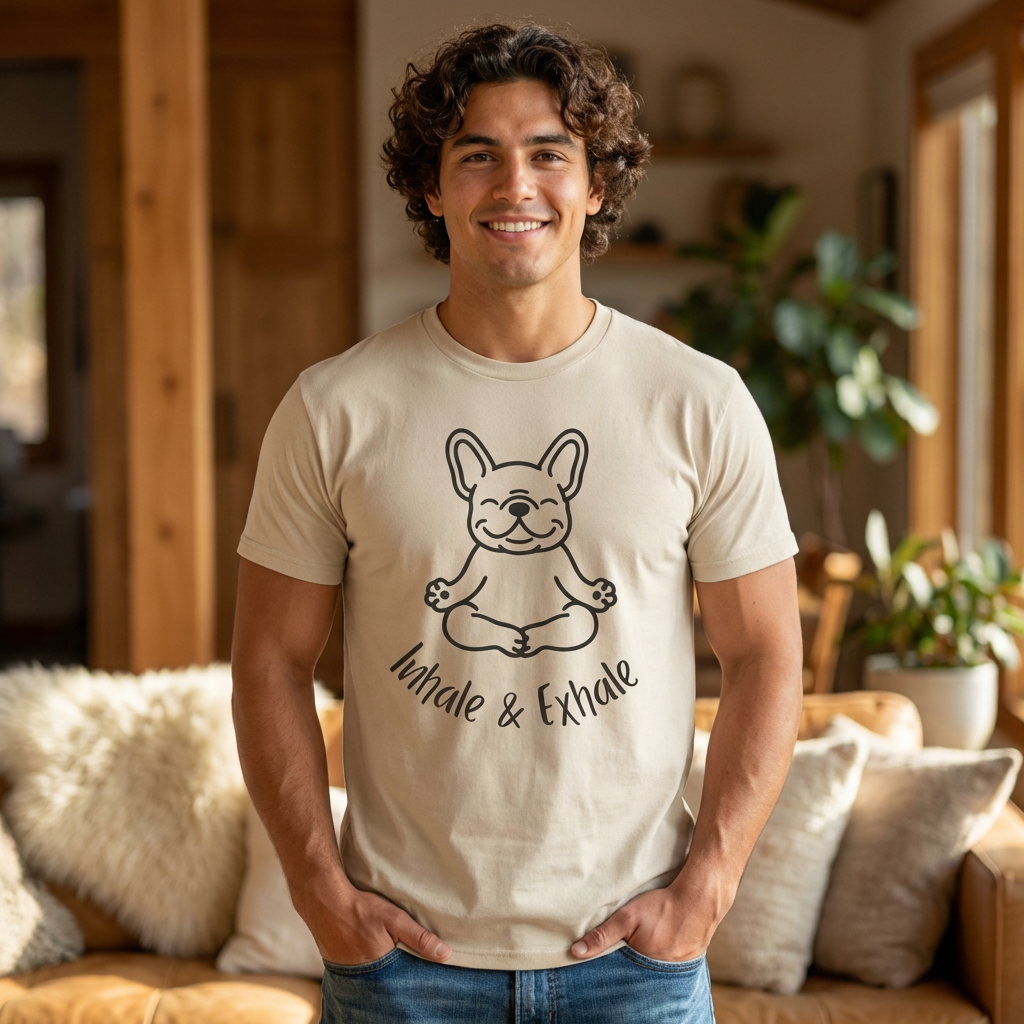 Inhale & Exhale French Bulldog Yoga T-Shirt - Funny Dog Lover Tee
