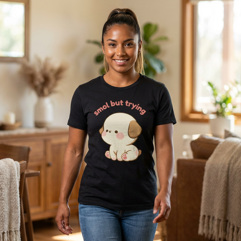 Smol But Trying Cute Dog T-Shirt — Kawaii Puppy Graphic Tee