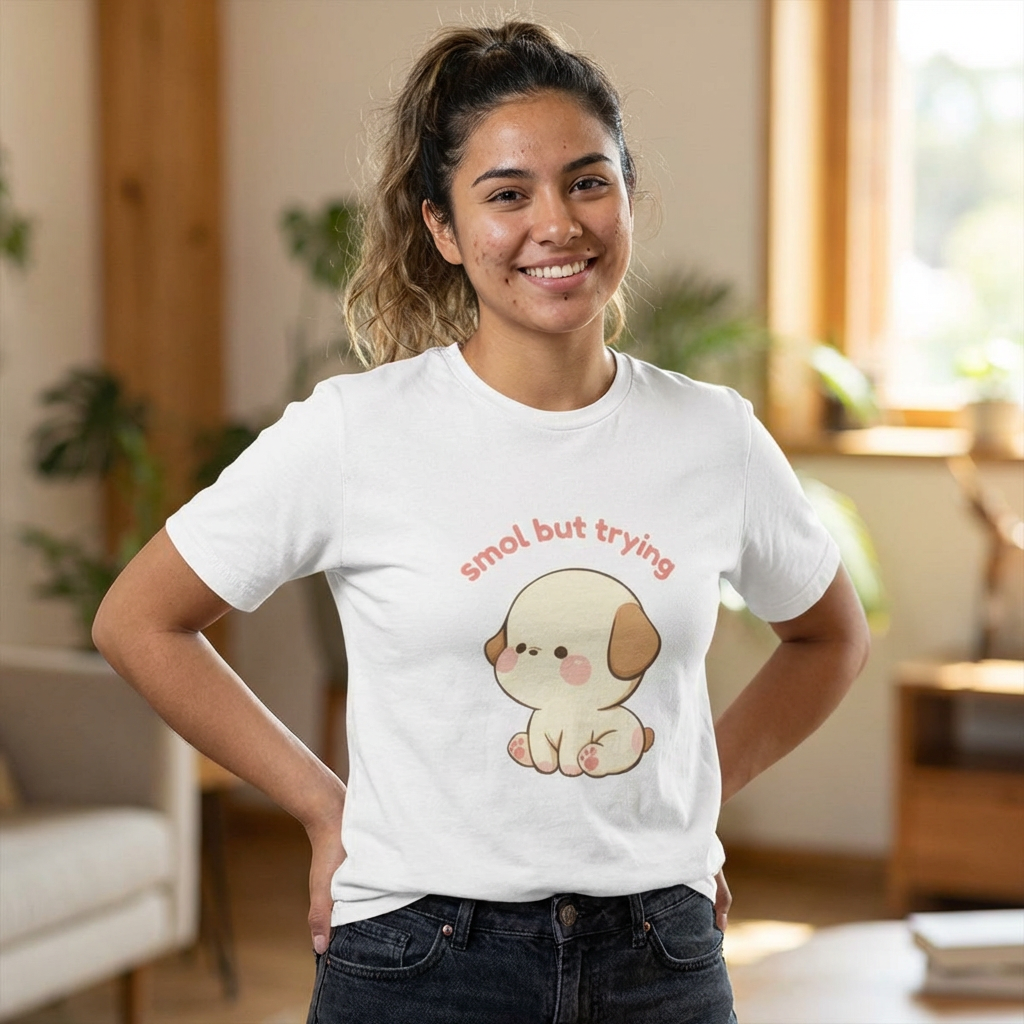 Smol But Trying Cute Dog T-Shirt — Kawaii Puppy Graphic Tee