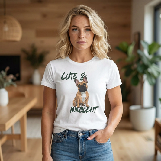 Cute & Innocent French Bulldog T-Shirt - Funny Frenchie Graphic Tee