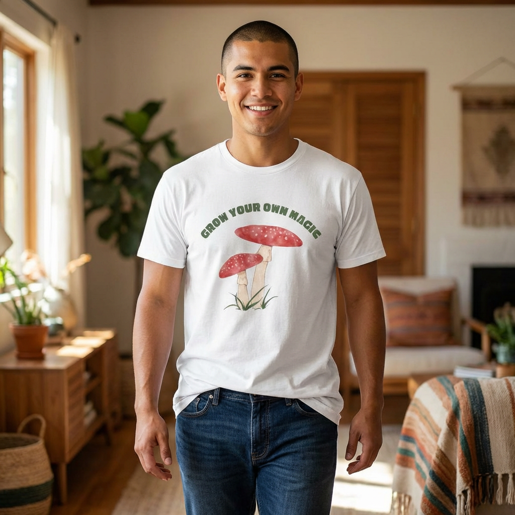 Grow Your Own Magic - Cottagecore Mushroom Watercolour Graphic T-Shirt